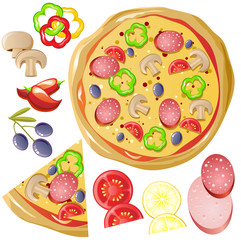 set of vector icons on the theme « pizza»