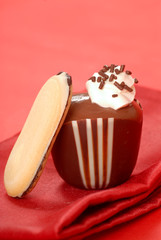 Chocolate pudding in a chocolate cup