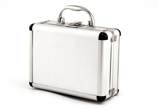 Aluminum suitcase, isolated