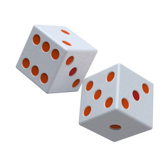 Two white dices isolated on white.