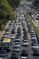 traffic in 23 de maio avenue in S&atilde;o Paulo city, Brazil