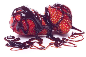 Strawberries with chocolate topping