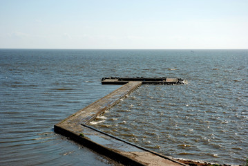 Sea coastline and pier