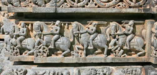 Stone sculptures on the astonishingly beautiful Keshava Temple