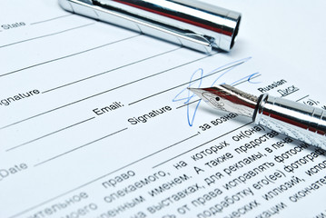 Business Contract and pen close up
