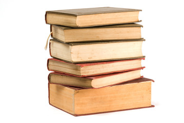 Stack of old Books Isolated on a White Background