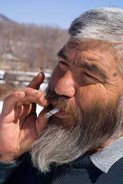Smoking Man with Beard 3