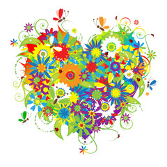 Fototapeta na wymiar Summer floral heart for your design