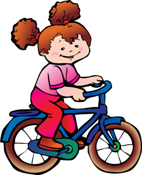 Nice girl on the bike. Happy childhood.