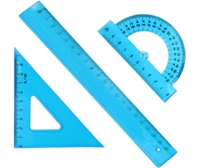 set of measurement instrument- protractor, ruler