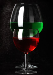 wine glasses on a dark background