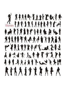 vector silhouettes of realistic people (women)