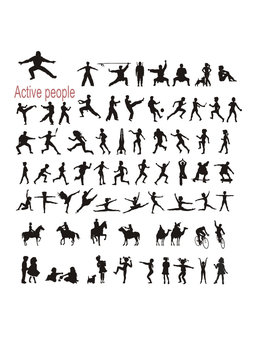 vector silhouettes of active people - useful collection