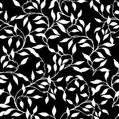 seamless pattern with branches and leaves