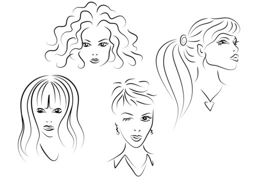 set of women faces