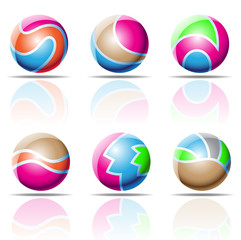 vector illustration of colourful spheres with reflections