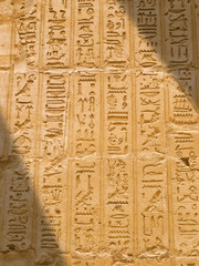 Hieroglyphics on a wall of Edfu temple