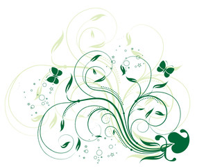 floral verte ecolo papillons