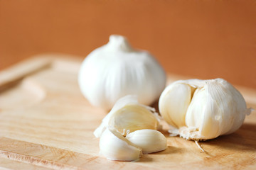 Garlic in the kitchen, on a cooking table