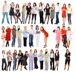 Obraz premium Three groups of many people