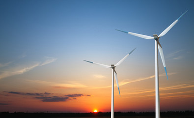 Wind Turbines at Sunset