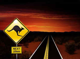 Afwasbaar fotobehang Paysage australien - Road sign © Geenius Ka