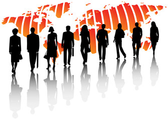 Illustration of people and map