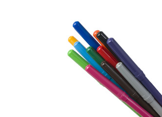 Fototapeta premium Coloured pens on a white background