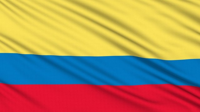 Colombia flag, with real structure of a fabric