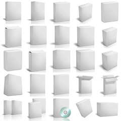 3d render boxes on white background