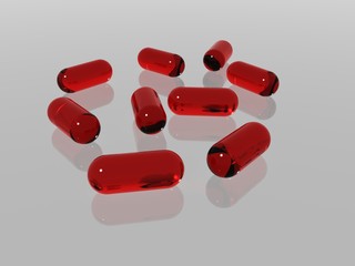 red medical capsules