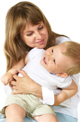 mother playing with her son