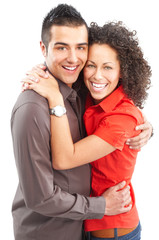 Fototapeta premium Happy couple in love. Over white background