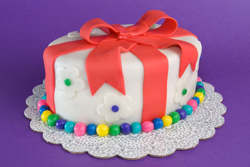Obraz na płótnie Canvas Colorful Fondant Gift Cake