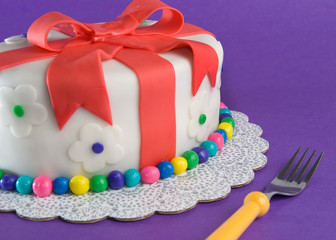 Fondant Gift Cake With Fork