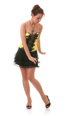 Sweet youg woman in yellow dress