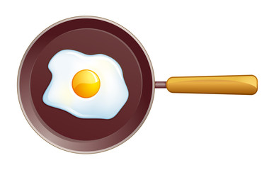 Vector glossy fried egg on pan