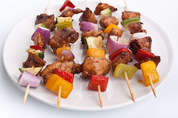 chicken and vegetables kebabs