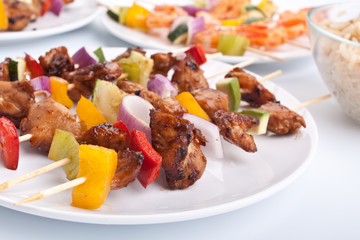 chicken and vegetables kebabs