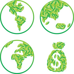 isolated green icons