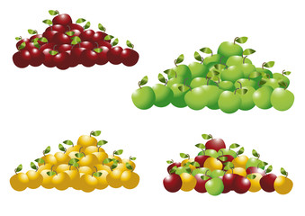 Groupes de pommes vertes,rouge,jaune