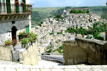 classic old Italy - Ragusa city in Sicily - obrazy, fototapety, plakaty