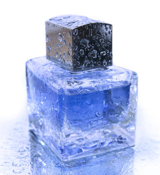 Blue perfume bottle