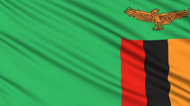 Zambia flag, with real structure of a fabric