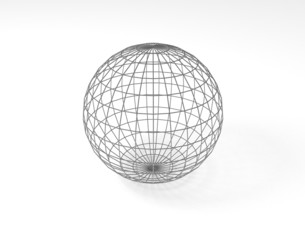 Wireframe sphere on white backdrop