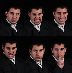 Multiple faces on black background