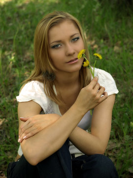 beautiful girl with flowers