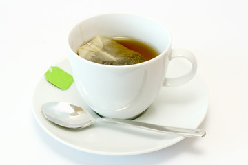 Teebeutel mit Tasse