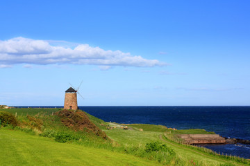 Old, beautiful windmill in St Monans, Fife, Scotland