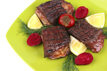 roast rib's on green dish